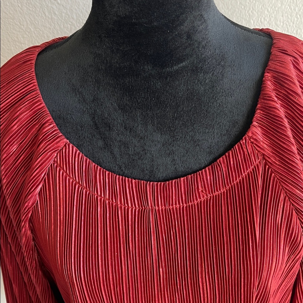 Chico's Rich Red Pleated Blouse - Picture 5 of 5